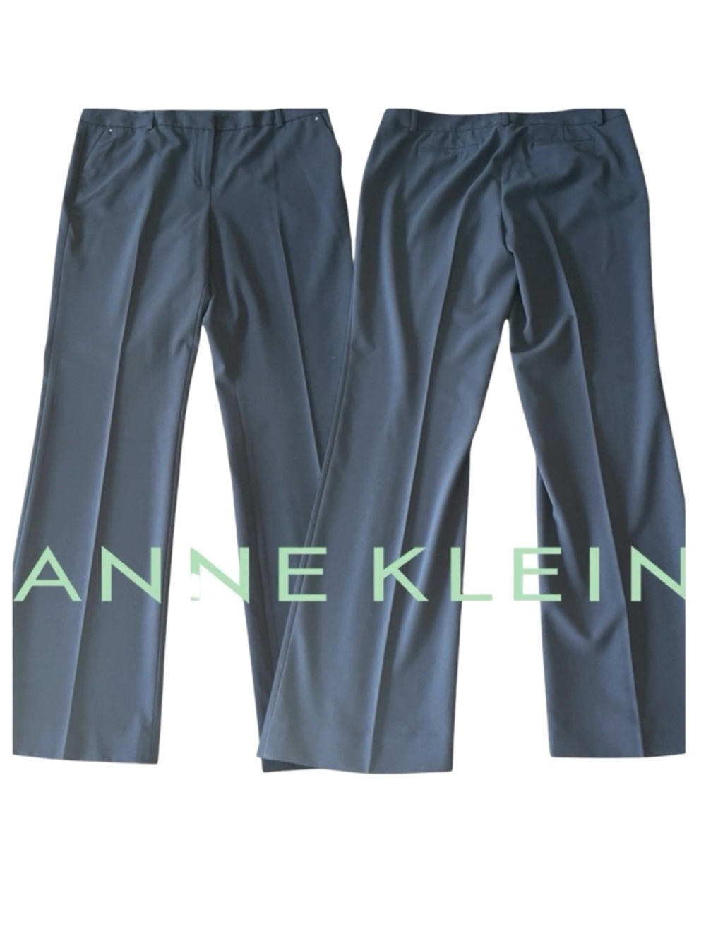 Anne Klein Navy Stretch Straight Leg Dress Pant Trouser (10)